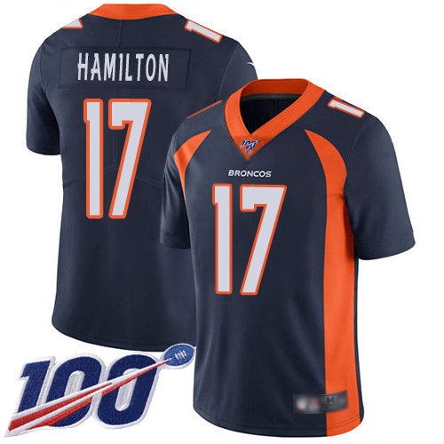 Men Denver Broncos #17 DaeSean Hamilton Navy Blue Alternate Vapor Untouchable Limited Player 100th Season Football NFL Jersey